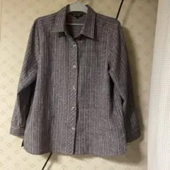 薄紫色系ストライプ長袖シャツ 11R