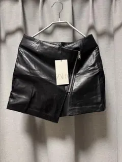 ZARA 新品タグ付き ブラックフェイクレザー ミニスカート XS
