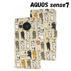 AQUOS sense7：干され猫 にゃー！招き猫 手帳型 ケース★ベージュ