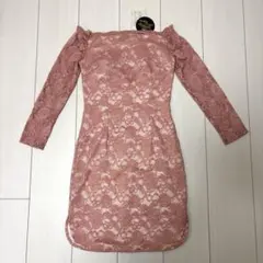 dazzy オフショル長袖レースミニドレス ピンク s