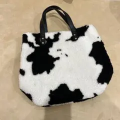 牛柄 ボアトートバッグ