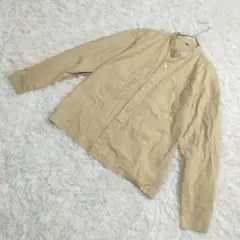 無印良品 長袖トップス シャツ ノーカラーシャツ 綿100% ベージュ S