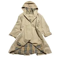 希少⭐️バーバリーズ　フードロングコート　ノバチェック　オールド　比翼　ビンテージ