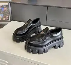 ブラック ローファー 厚底 37