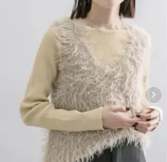 mystic シャギーニットベストグレー