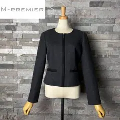 【小さいサイズ】M-PREMIER ジップアップ　ノーカラージャケット　34