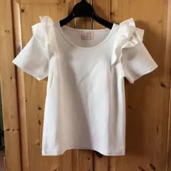フリル付きホワイトTシャツ M