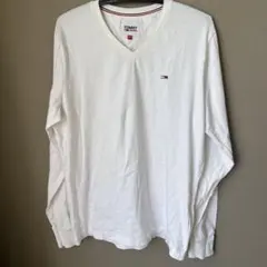 TOMMY JEANS Vネック 長袖Tシャツ ホワイト Mのサムネイル