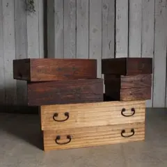 古い木製の引き出し7個セット　木箱　収納箱　収納棚　古道具　古家具　古民家