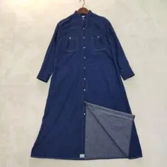 美品　orSlow　1サイズ　バンドカラー　マキシ丈　デニムシャツワンピースのサムネイル