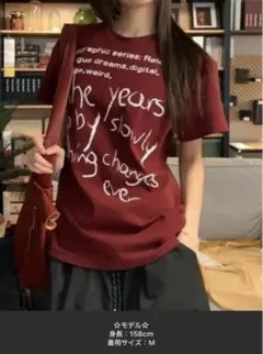 【美品】元値2420AchicバーガンディTシャツ Mサイズ綿100%のサムネイル
