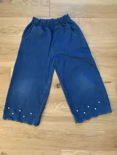 デニムブルー スカラップ裾パンツ 110cm