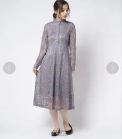 レトロ　レーススタンドワンピース　フラワー