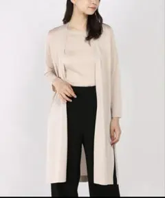 美品　アナイANAYI アセテート　ブラックロングカーディガン