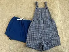 PETIT BATEAU チェック柄オーバーオール80 ショートパンツ75