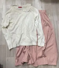 アース×GU セットアップ レースブラウス＆スカート