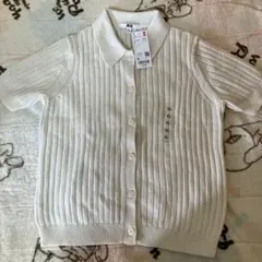 UNIQLO リブポロカーディガン 半袖 オフホワイト XL