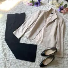 大きいサイズ13 美品アンタイトル×アリスバリーパンツスーツリネン混ジャケット