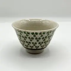 九谷焼　緑色の葉模様の湯呑み5個セット