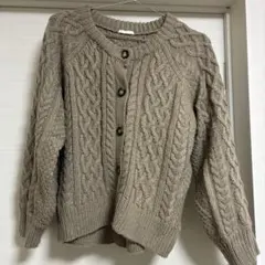 GU ケーブル編み長袖カーディガン ブラウン