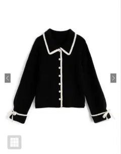 グレイル　GRL 配色ラインリボンニットカーディガン