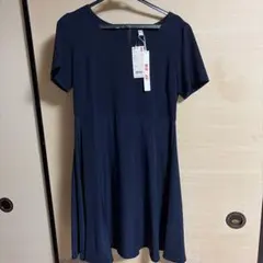 UNIQLO × CanCam キリカエフレアワンピース 紺 L