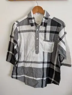 チェック柄 七分袖シャツ M