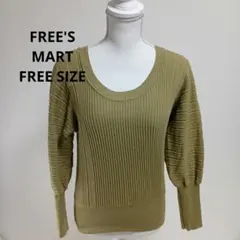766 オリーブグリーン リブ編み 長袖ニットセーターカジュアル