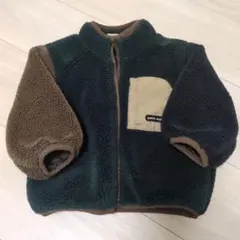 petit main フリースジャケット 緑/茶色