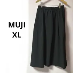 無印良品 ★ ロングスカート ブラック サッカー 大きいサイズ
