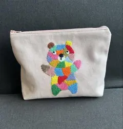 ダーニング刺繍ポーチ　ハンドメイド