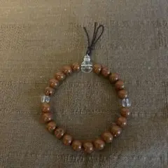 木製風プラスチックビーズ 数珠ブレスレット　クリアビーズ付き