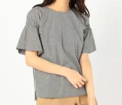 シップス　ブラウス　タイプライター　ギャザー　ギンガムチェックのサムネイル