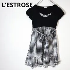 レストローズ　レディース　ひざ丈ワンピース　ワンピ　チェック柄　チュール