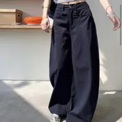 shein ワイドレッグルーズフィット ウォッシュドカジュアルパンツ