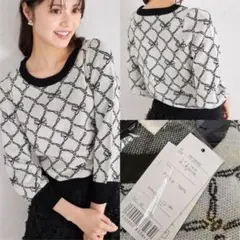 新品　トッコクローゼット　リボンジャガードニットプルオーバー★ブラック　黒