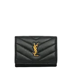 YSL ブラックレザー 三つ折り財布