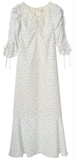 earth music&ecology / 袖ドロストフラワーワンピース