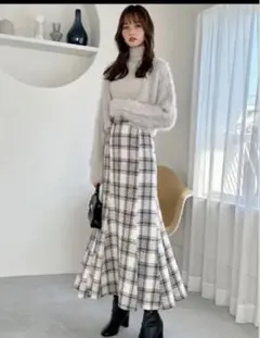 GRL チェック柄ツイードマーメイドスカート［gc230］
