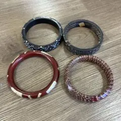 まとめ売り 4点 バングル インド雑貨 北欧 和装小物 民芸雑貨 ブレスレット