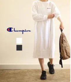 Champion ロングスリーブワンピース ロンT 黒 L