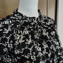 ANDSEARCH花柄長袖ブラウス（黒）