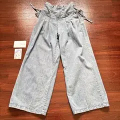 クラシカルエルフ●ワイドパンツ●綿100％デニム素材●サイドリボン有●ブルー●S