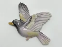 89 ブローチ 俊兼 留め具無 鳥 黒 トシカネ 有田焼 TK 幻のジュエリー