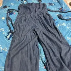 デニム　オーバーオール　セットアップ　夏　薄手　パンツ　ワイドパンツ