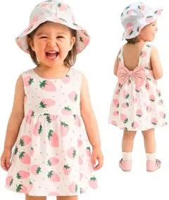 ベビー服 ワンピース 帽子セット