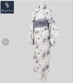 RagOut 浴衣 ワンピース 2点セット花柄 ホワイト グレーのサムネイル