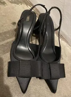 ZARA ブラック リボン付きミュール
