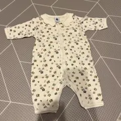 美品　プチバトー　花柄　ロンパース　襟付き