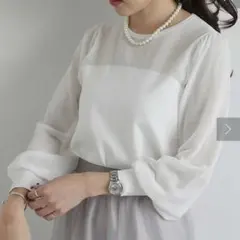 【美品】シアービスチェ風切り替えニット ホワイト ラブティックボンボン